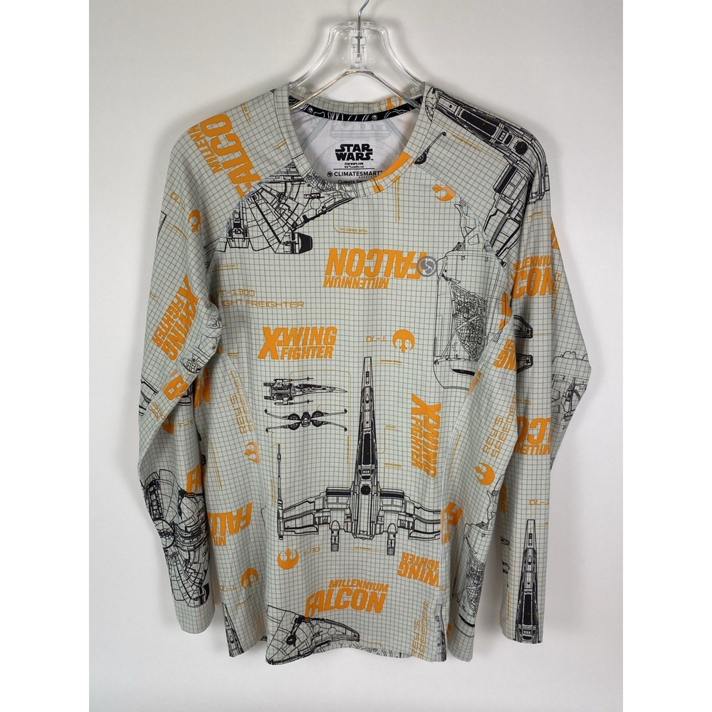 Star Wars Climate Smart Baselayer Gray Graphic Men's Medium Long Sleeve T-Shirt